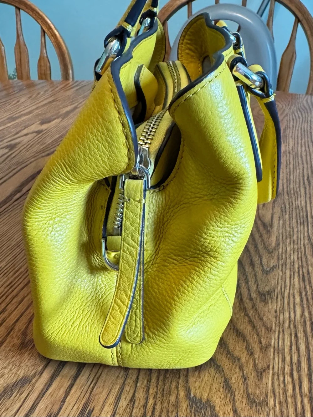 kate spade Yellow Pebbled Leather Mini Satchel with Crossbody Strap